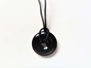 Halskette mit Donut Obsidian 40mm am Baumwollband gewachst